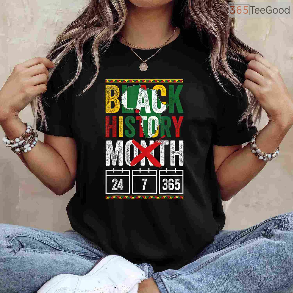 Patriotic African American T-Shirt Red Black Green Flag Pride Black History Month Shirt