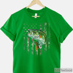 Patriotic American Flag Camo Bass Fishing Shirt - Tactical Outdoorsman Apparel