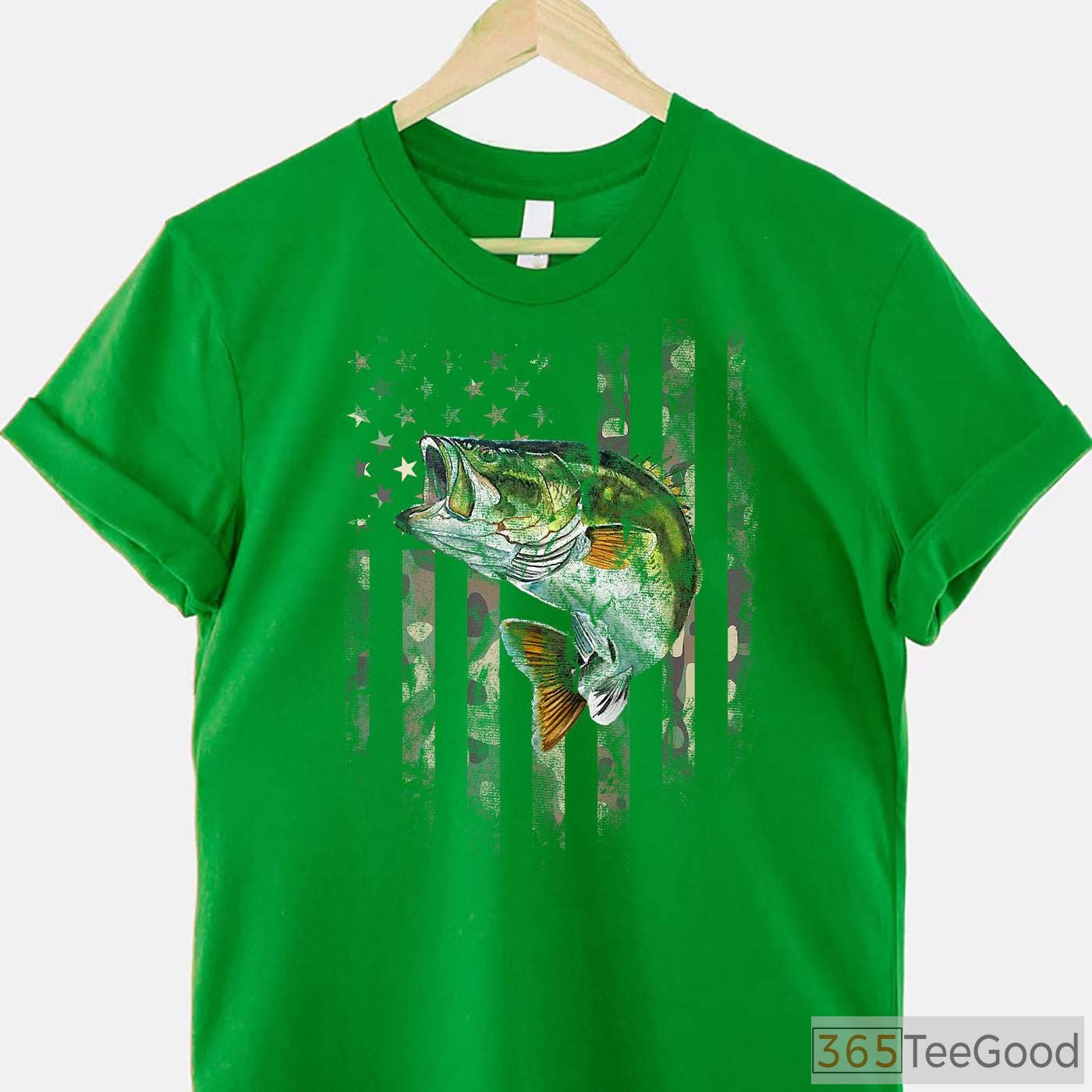 Patriotic American Flag Camo Bass Fishing Shirt - Tactical Outdoorsman Apparel