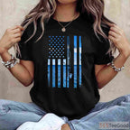 Patriotic USA American Flag Fishing Shirt - Retro Bass Angler Graphic Tee