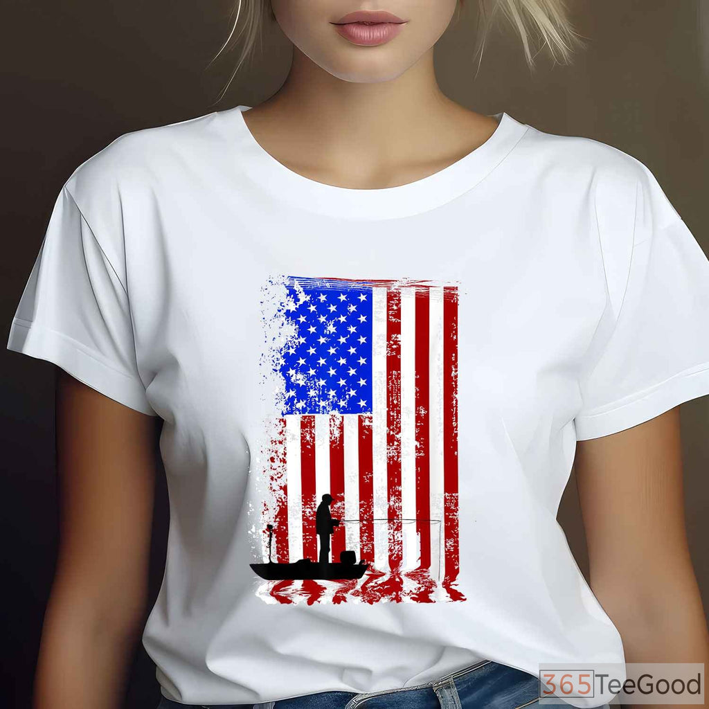 Patriotic American Flag Fishing Shirt, USA Fisherman Boat Gear for Men
