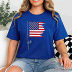 Patriotic 4th of July Fishing Rod American Flag Shirt - Men's Summer Angler Tee