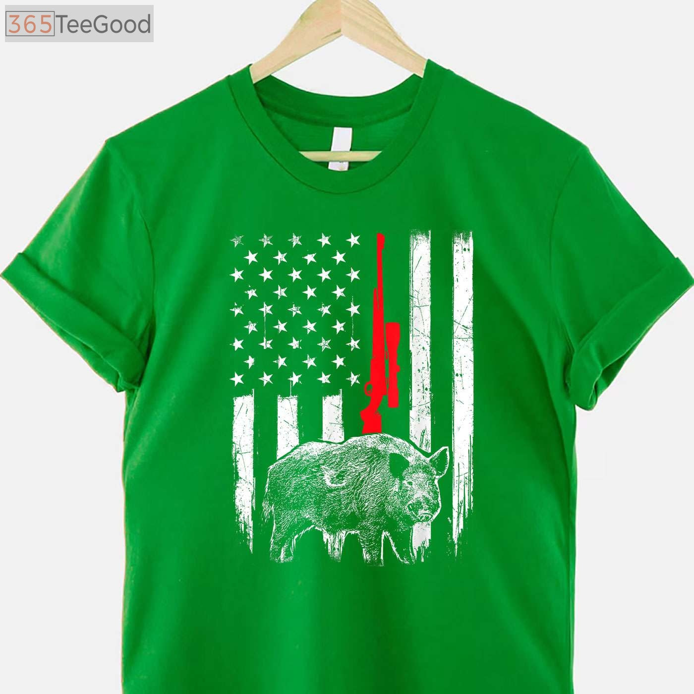 Patriotic Boar Hunting Shirt, American USA Flag Wild Hog Hunter Apparel