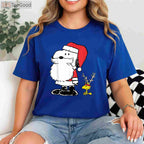 Peanuts Holiday Snoopy Woodstock Antlers T-Shirt - Cute Christmas Santa Tee