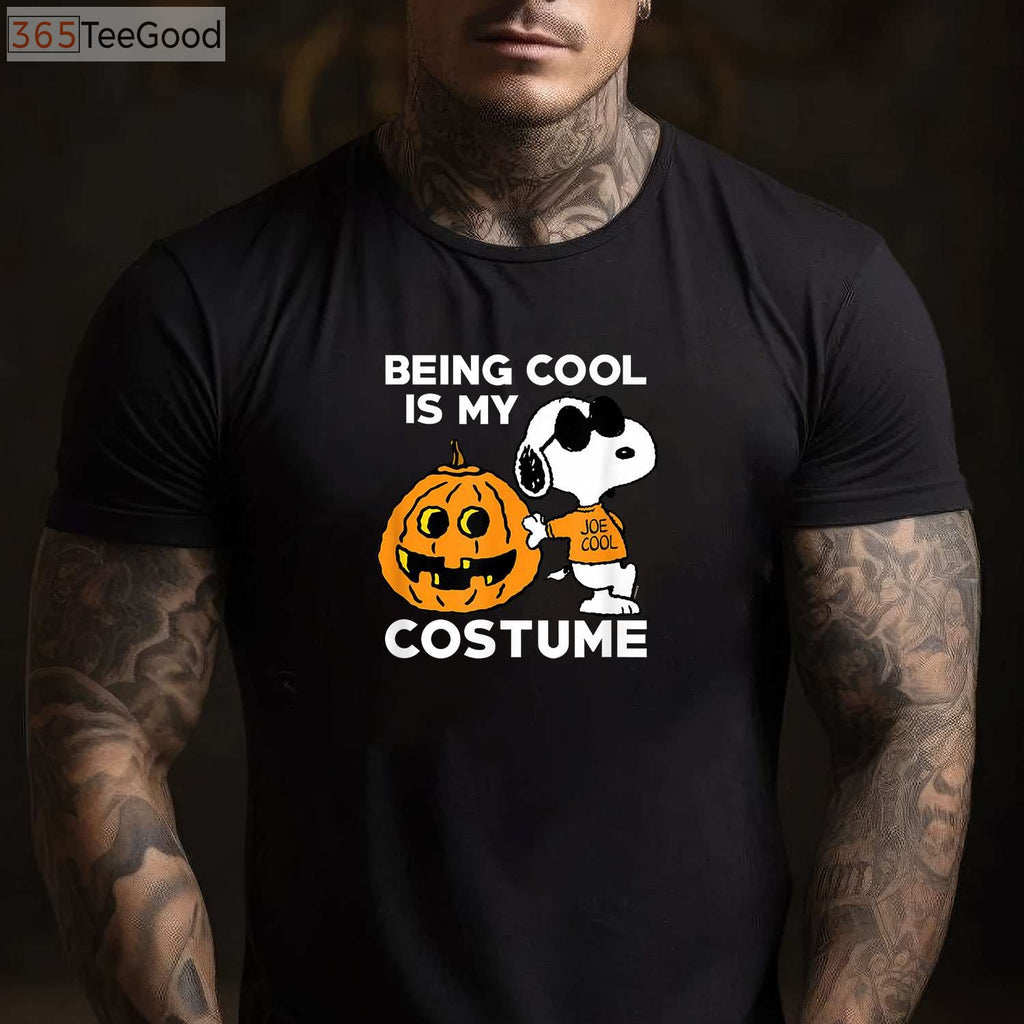 Peanuts Snoopy Cool Halloween Costume T-Shirt - Funny Joe Cool Pumpkin Tee