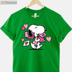 Peanuts Snoopy Valentine's Day Letters T-Shirt - Cute Snoopy Woodstock Love Shirt