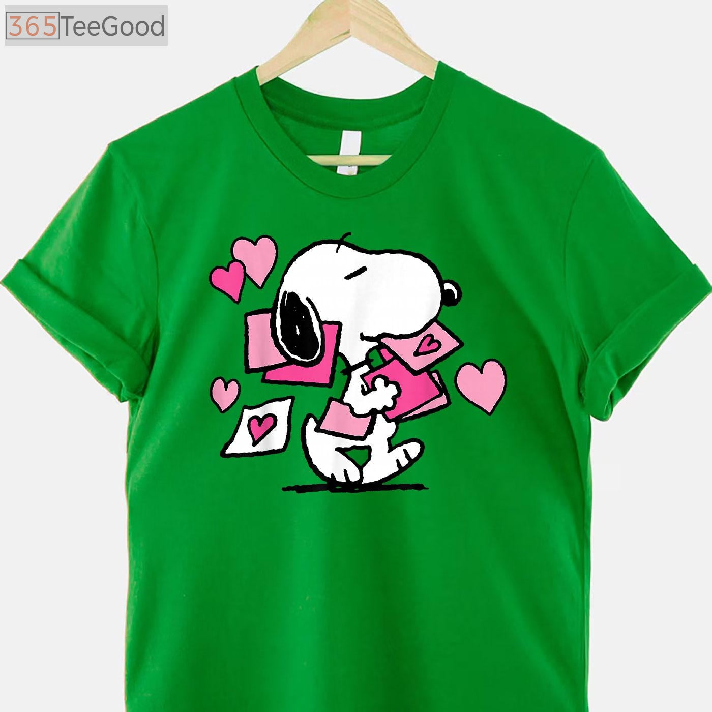 Peanuts Snoopy Valentine's Day Letters T-Shirt - Cute Snoopy Woodstock Love Shirt