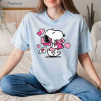 Peanuts Snoopy Valentine's Day Letters T-Shirt - Cute Snoopy Woodstock Love Shirt