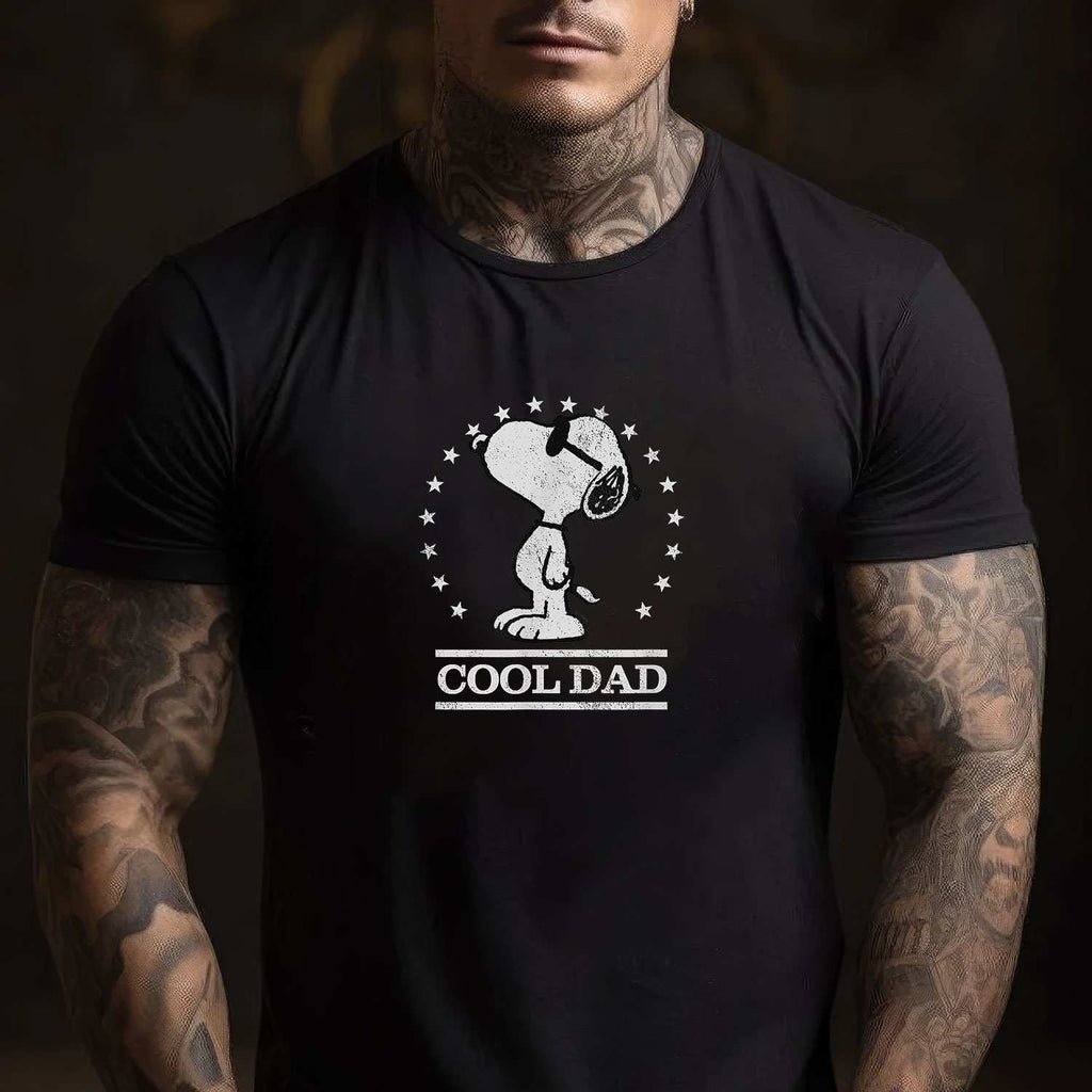 Peanuts Snoopy Cool Dad Gift Tee Classic Cartoon Fathers Day T-Shirt Men Unisex
