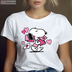 Peanuts Snoopy Valentine's Day Letters T-Shirt - Cute Snoopy Woodstock Love Shirt