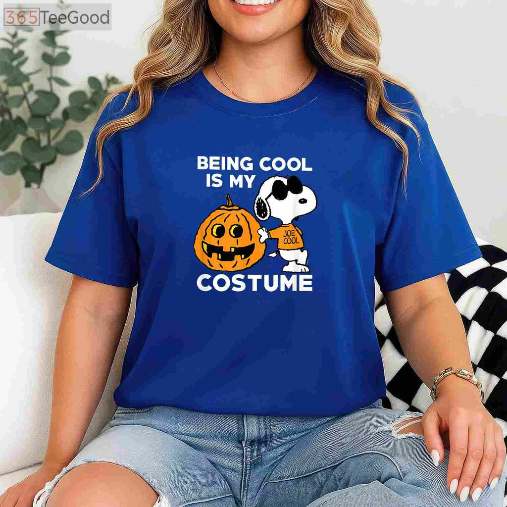 Peanuts Snoopy Cool Halloween Costume T-Shirt - Funny Joe Cool Pumpkin Tee