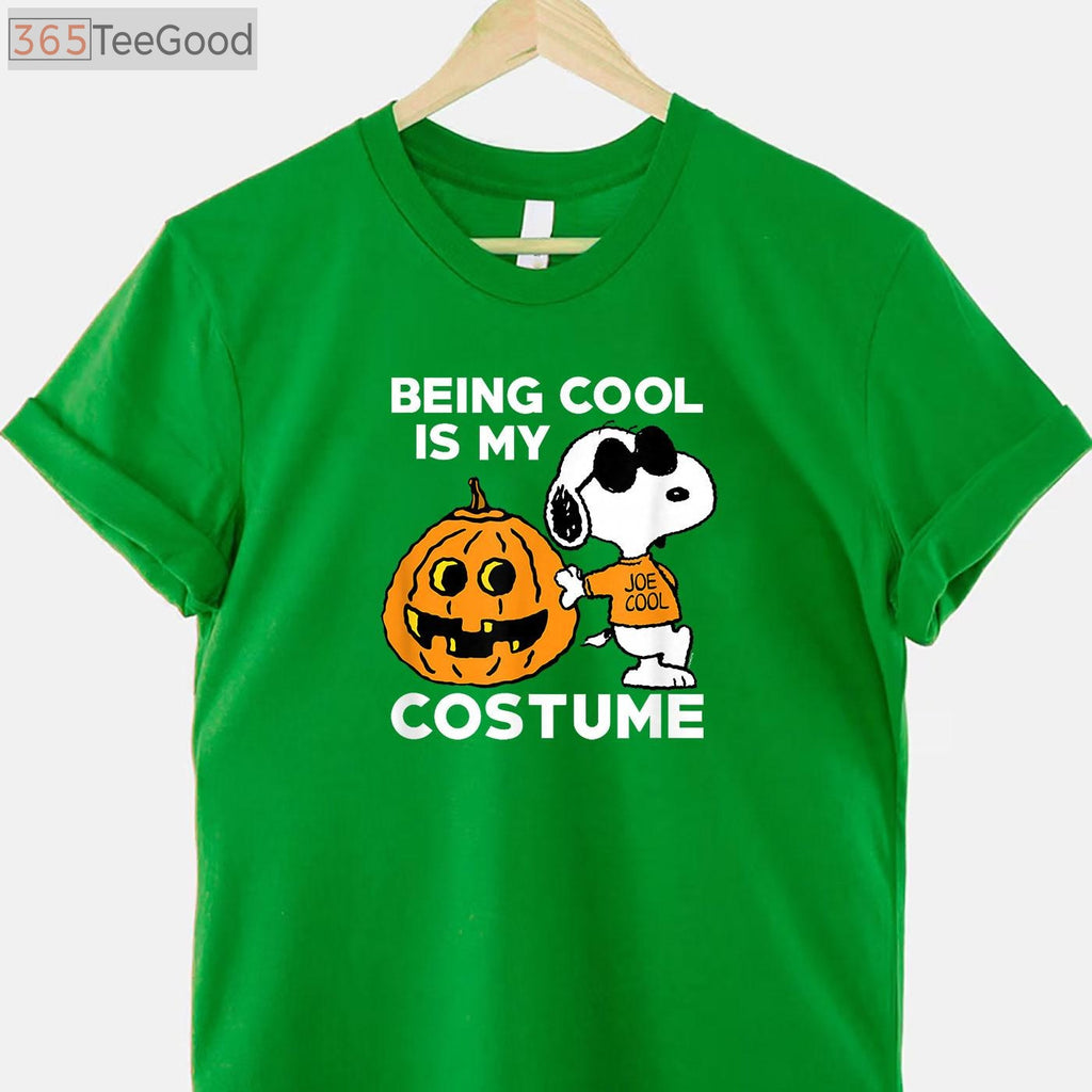 Peanuts Snoopy Cool Halloween Costume T-Shirt - Funny Joe Cool Pumpkin Tee