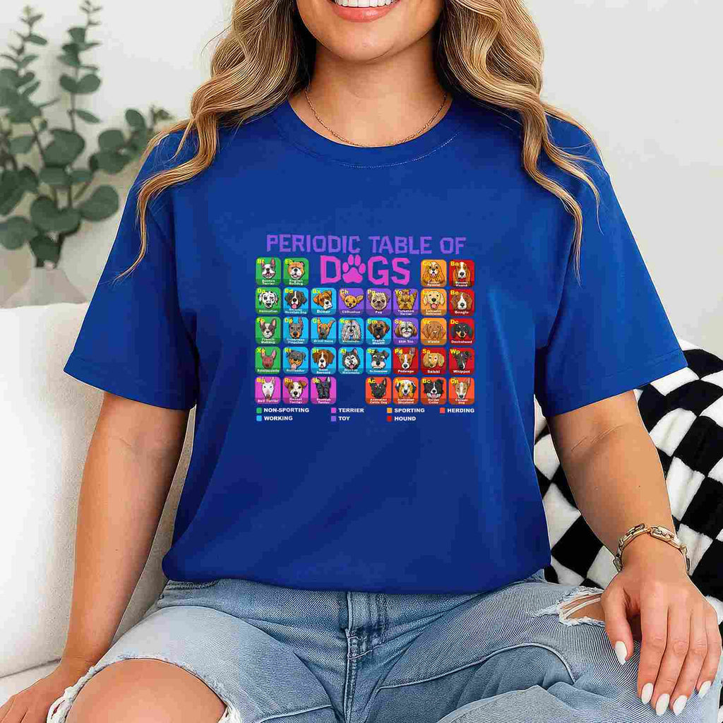 Periodic Table of Dogs Science Tee Funny Dog Lover T-Shirt for Adults Men Women Unisex