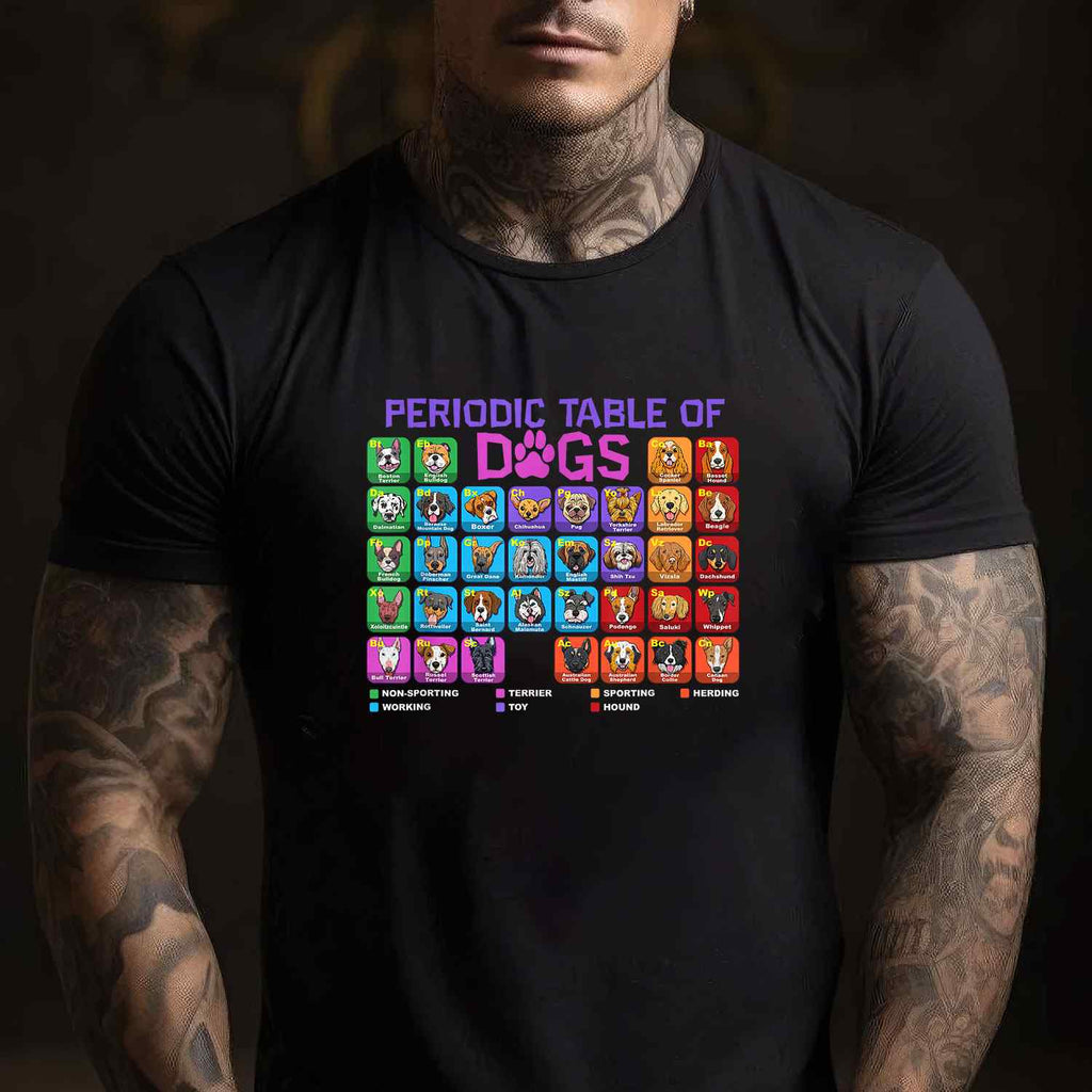 Periodic Table of Dogs Science Tee Funny Dog Lover T-Shirt for Adults Men Women Unisex