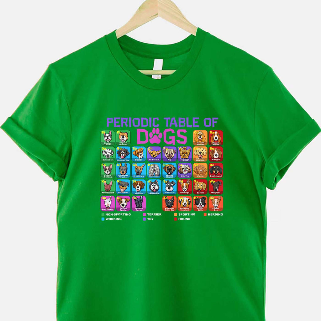 Periodic Table of Dogs Science Tee Funny Dog Lover T-Shirt for Adults Men Women Unisex