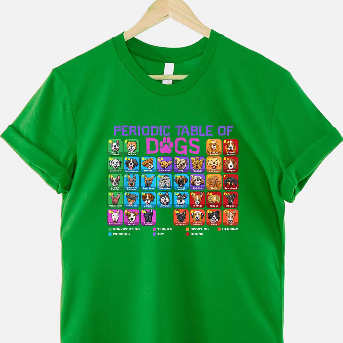 Periodic Table of Dogs Science Tee Funny Dog Lover T-Shirt for Adults Men Women Unisex