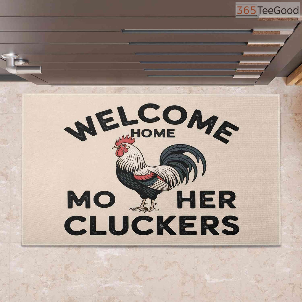 Personalized Funny Rooster Welcome Home Doormat - Rustic Custom Door Decor for Country Living
