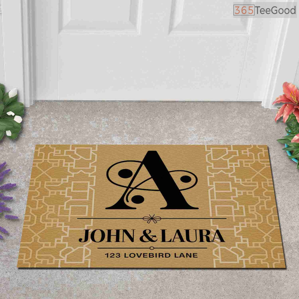 Personalized Initial A Family Doormat Custom Text - Stylish Front Door Decor for Home Entry