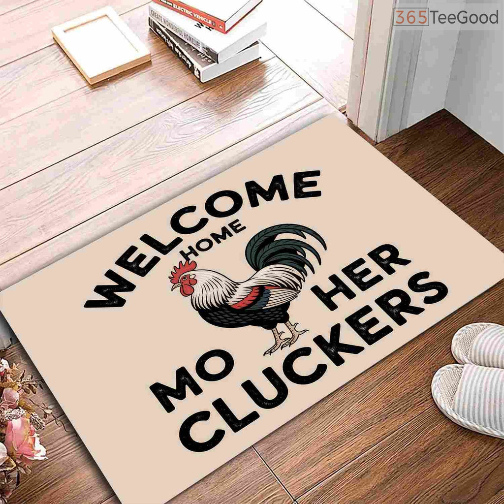 Personalized Funny Rooster Welcome Home Doormat - Rustic Custom Door Decor for Country Living