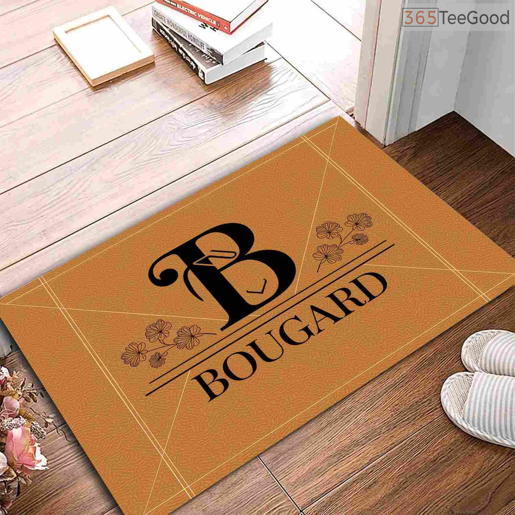 Personalized Initial B Monogram Doormat Custom Text - Classic Front Door Mat for Housewarming