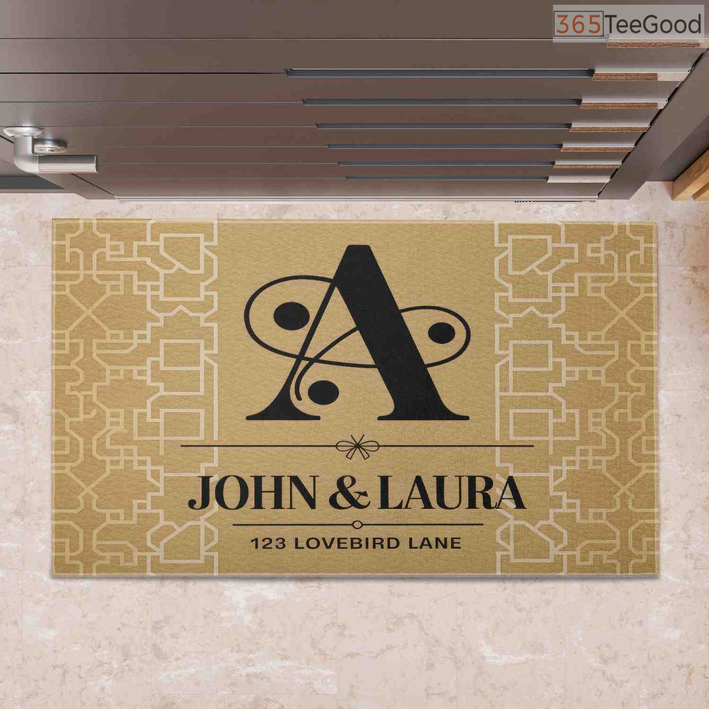 Personalized Initial A Family Doormat Custom Text - Stylish Front Door Decor for Home Entry