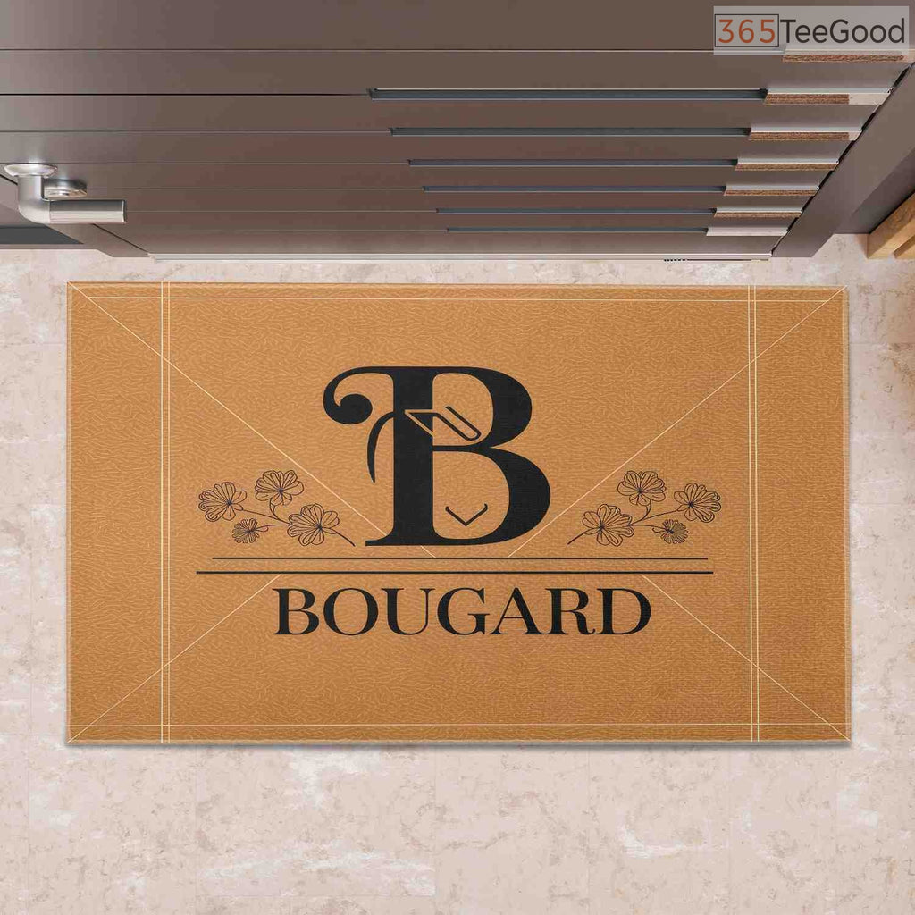 Personalized Initial B Monogram Doormat Custom Text - Classic Front Door Mat for Housewarming