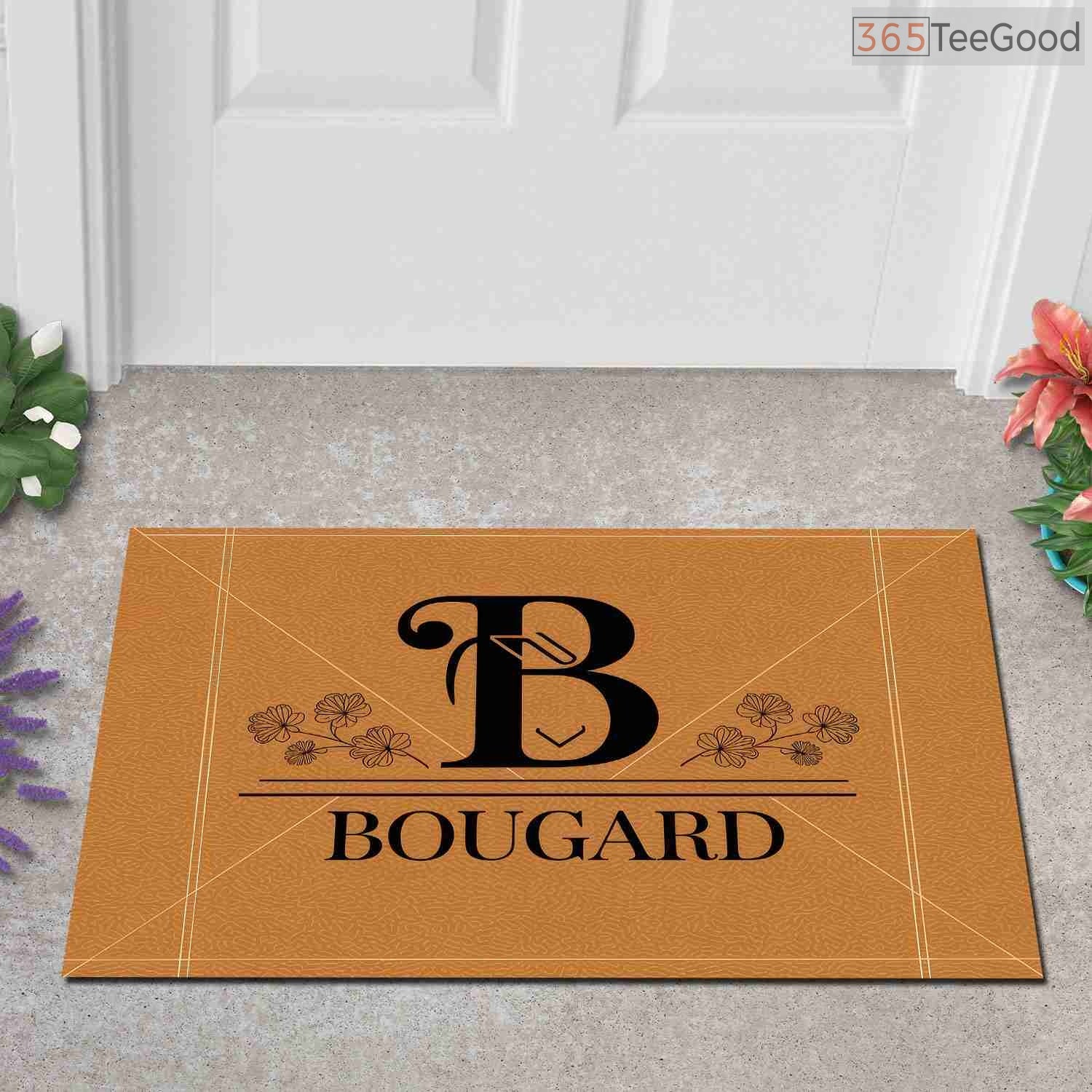 Personalized Initial B Monogram Doormat Custom Text - Classic Front Door Mat for Housewarming