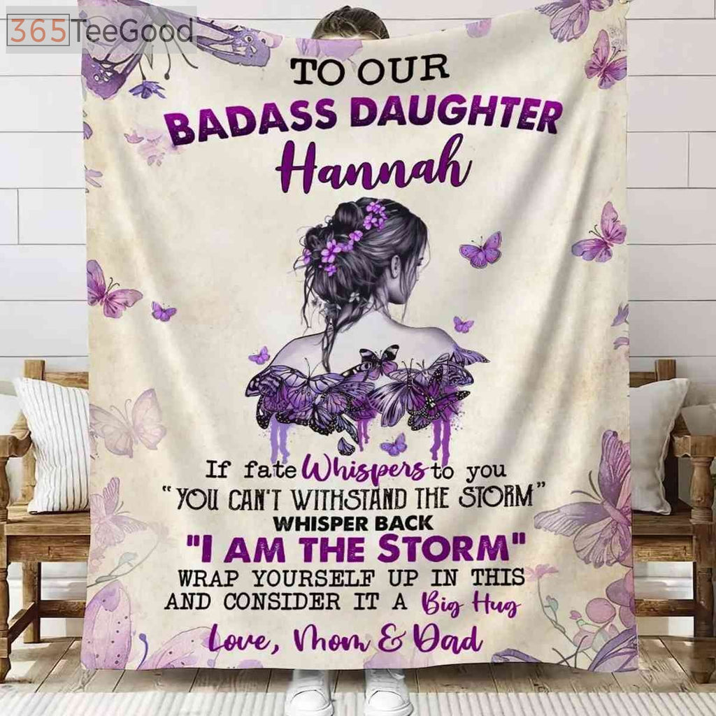 Personalized To My Badass Daughter Sherpa Blanket – Empowering Daughter Gift from Mom and Dad