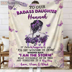 Personalized To My Badass Daughter Sherpa Blanket – Empowering Daughter Gift from Mom and Dad