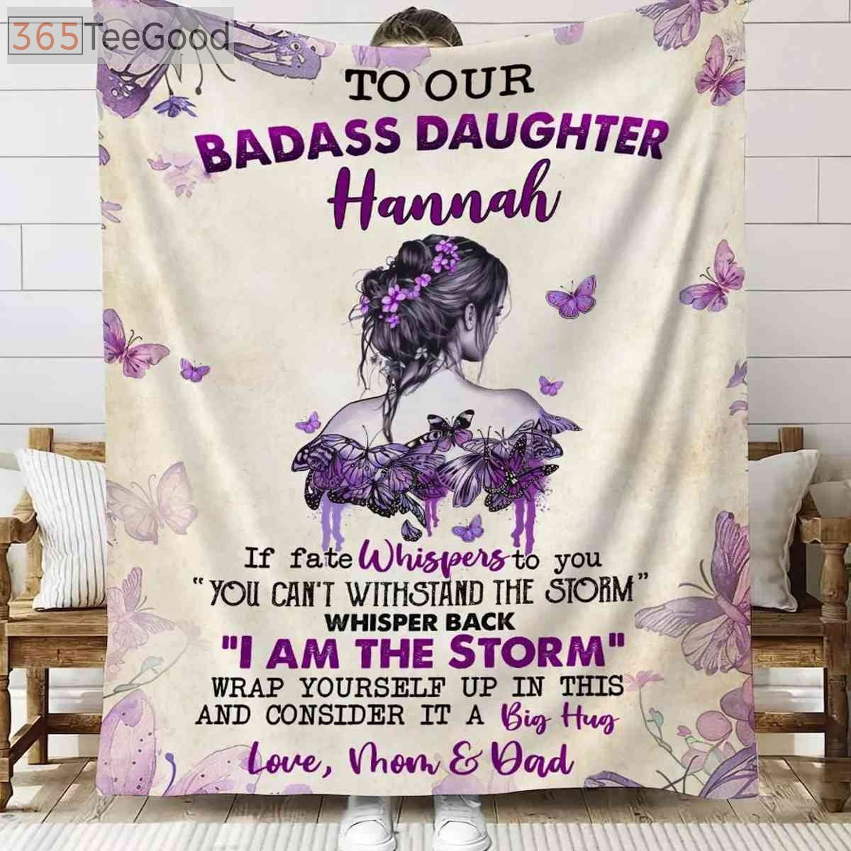 Personalized To My Badass Daughter Sherpa Blanket – Empowering Daughter Gift from Mom and Dad