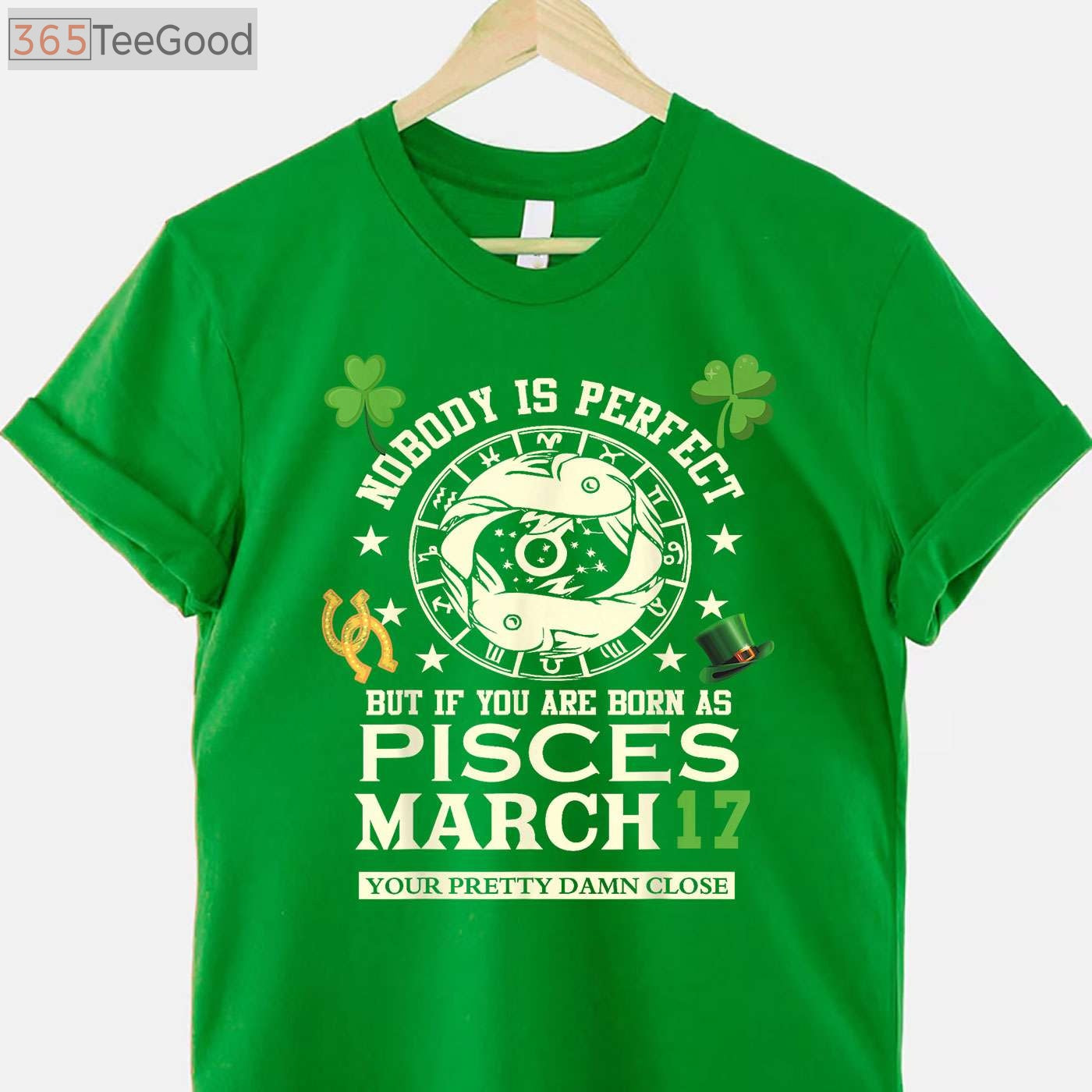Pisces Zodiac March Birthday T-Shirt, March 17 St Patrick’s Day Birthday Party Gift Tee
