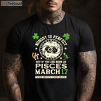 Pisces Zodiac March Birthday T-Shirt, March 17 St Patrick’s Day Birthday Party Gift Tee