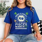 Pisces Zodiac March Birthday T-Shirt, March 17 St Patrick’s Day Birthday Party Gift Tee
