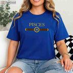 Pisces Zodiac Graphic Tee - February March Astrology Birthday Shirt for Adults