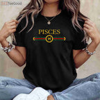 Pisces Zodiac Graphic Tee - February March Astrology Birthday Shirt for Adults