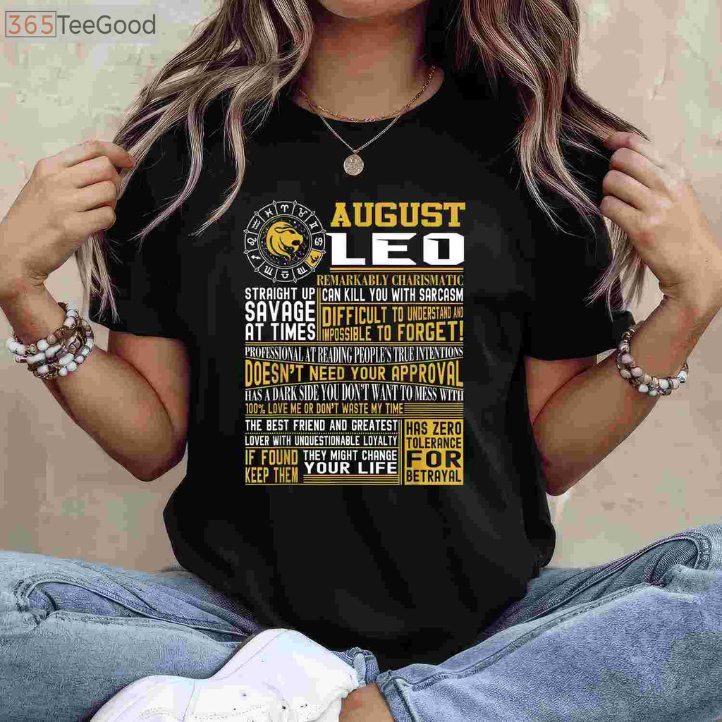 Premium Leo Zodiac Sign Birthday Shirt - Best August Born Horoscope Apparel