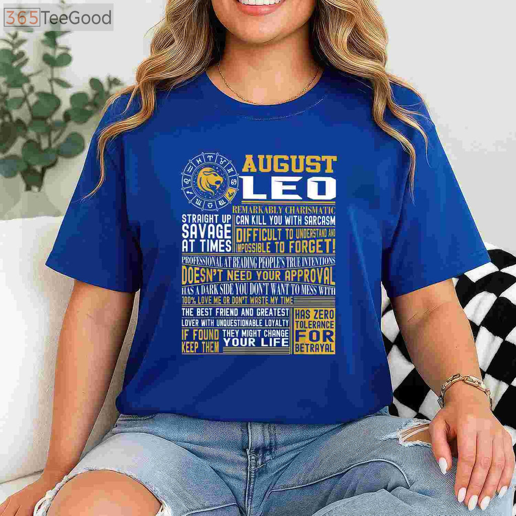 Premium Leo Zodiac Sign Birthday Shirt - Best August Born Horoscope Apparel