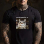 Rage Is Consuming Me Funny Cat Meme Tee Silly Staring Cat T-Shirt for Adults Unisex