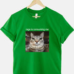 Rage Is Consuming Me Funny Cat Meme Tee Silly Staring Cat T-Shirt for Adults Unisex