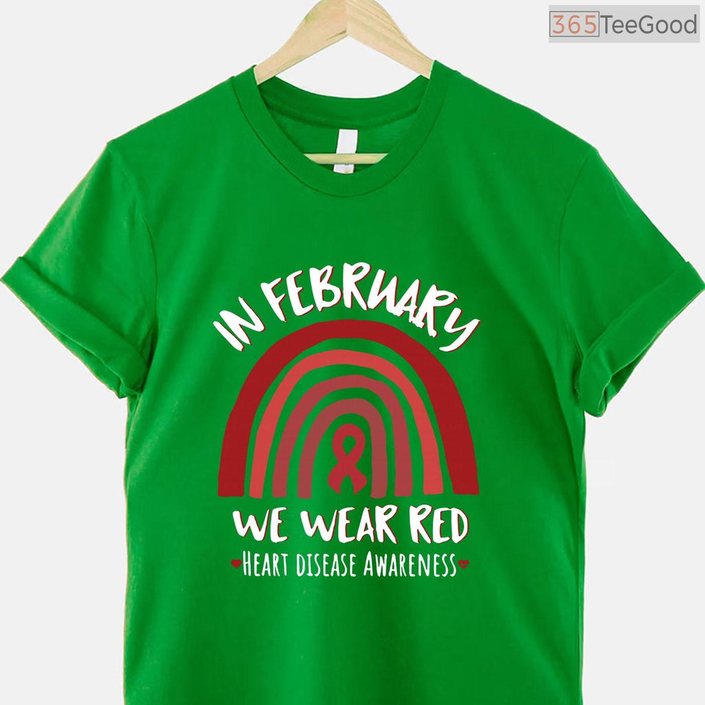 Rainbow Heart Disease Awareness Long Sleeve – February We Wear Red
