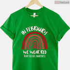 Rainbow Heart Disease Awareness Long Sleeve – February We Wear Red