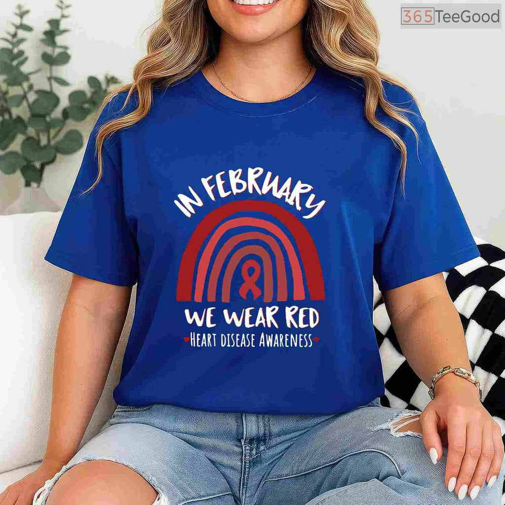 Rainbow Heart Disease Awareness Long Sleeve – February We Wear Red