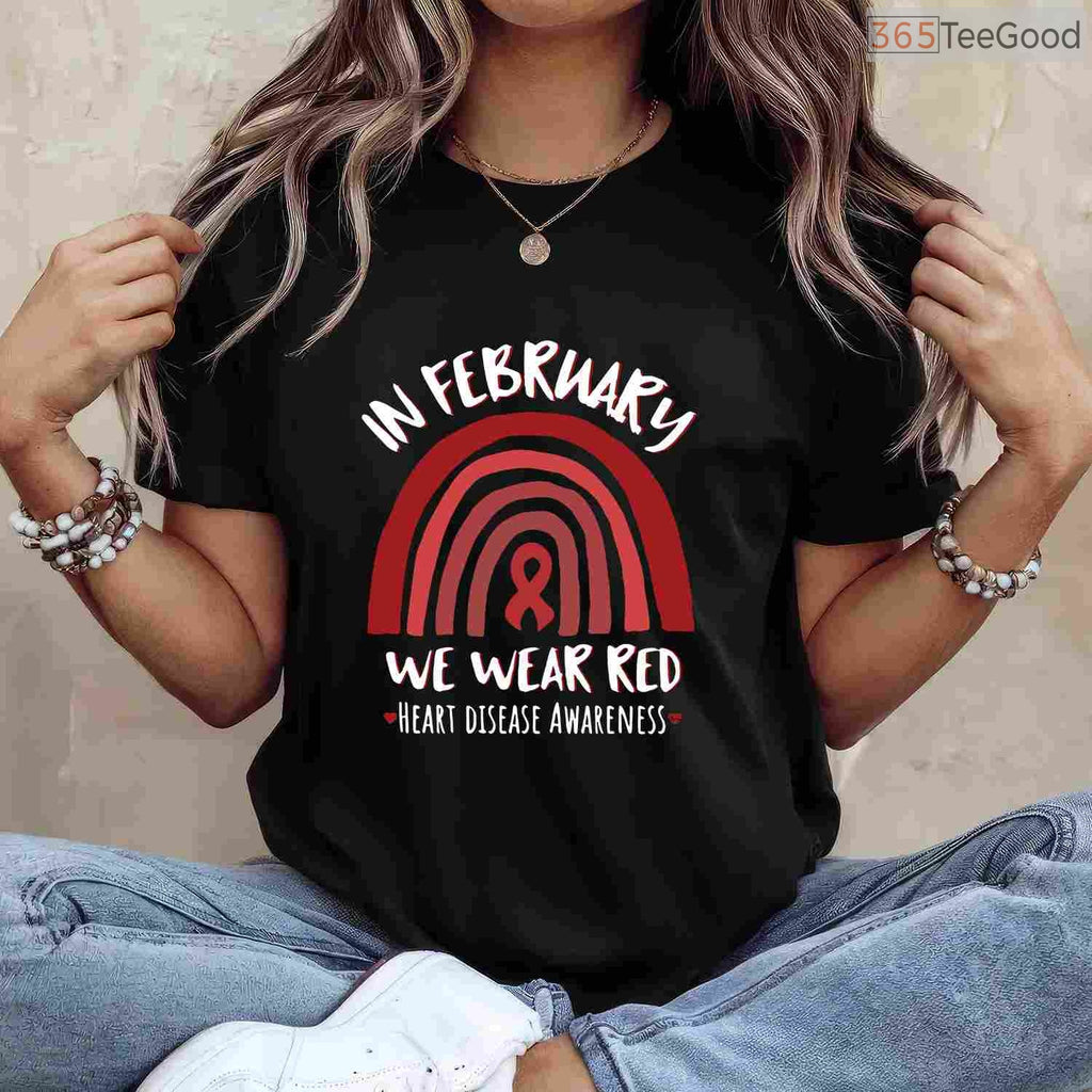 Rainbow Heart Disease Awareness Long Sleeve – February We Wear Red