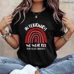 Rainbow Heart Disease Awareness Long Sleeve – February We Wear Red