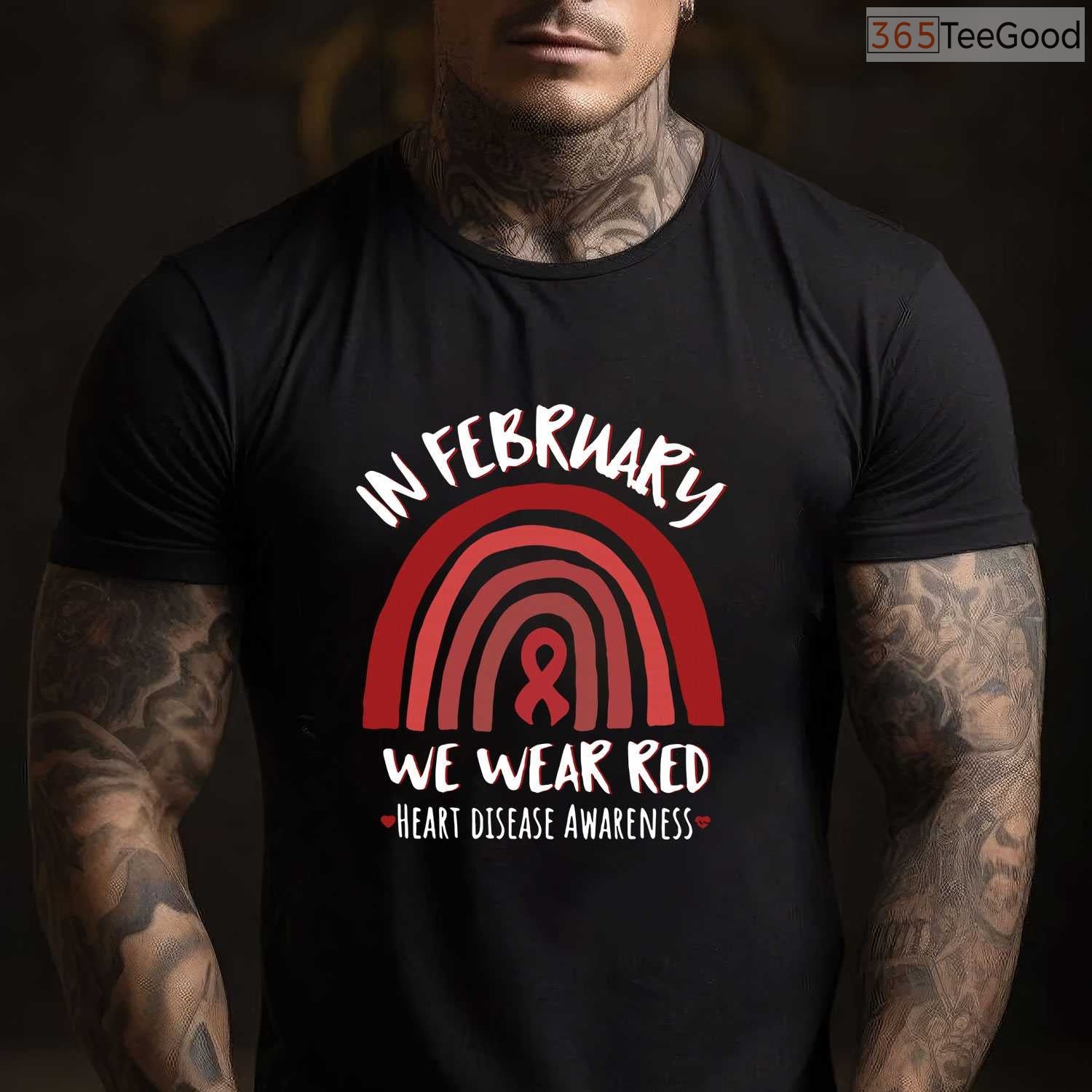 Rainbow Heart Disease Awareness Long Sleeve – February We Wear Red
