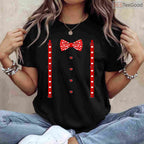 Red Hearts Bow Tie & Suspenders Faux Costume T-Shirt, Funny Valentine's Day Outfit Shirt for Boys