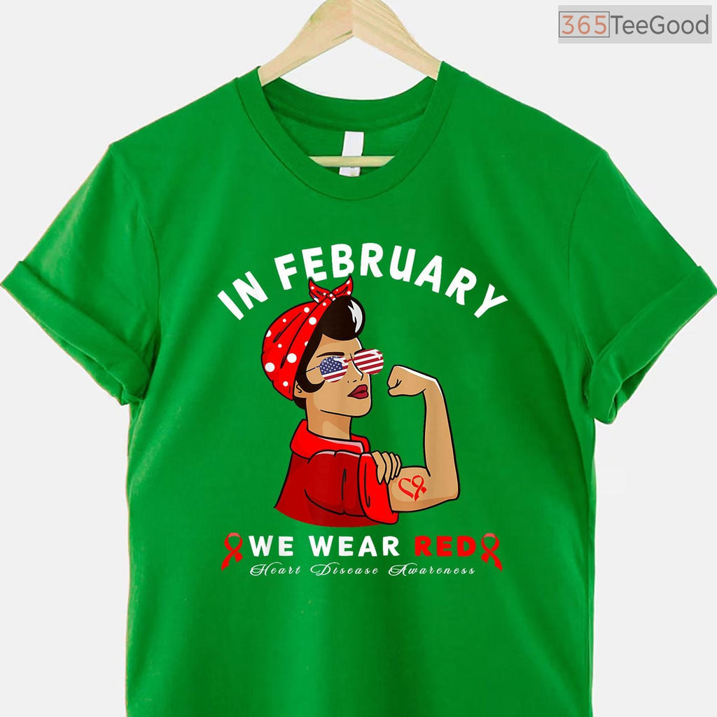 Red Sunglasses Heart Awareness Shirt – In February We Wear Red T-Shirt