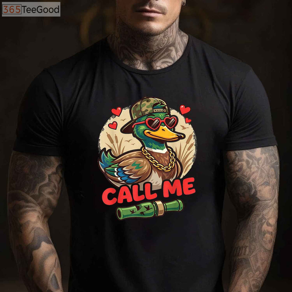 Retro Call Me Duck Hunting Shirt, Funny Valentine’s Day Waterfowl Hunter Gift