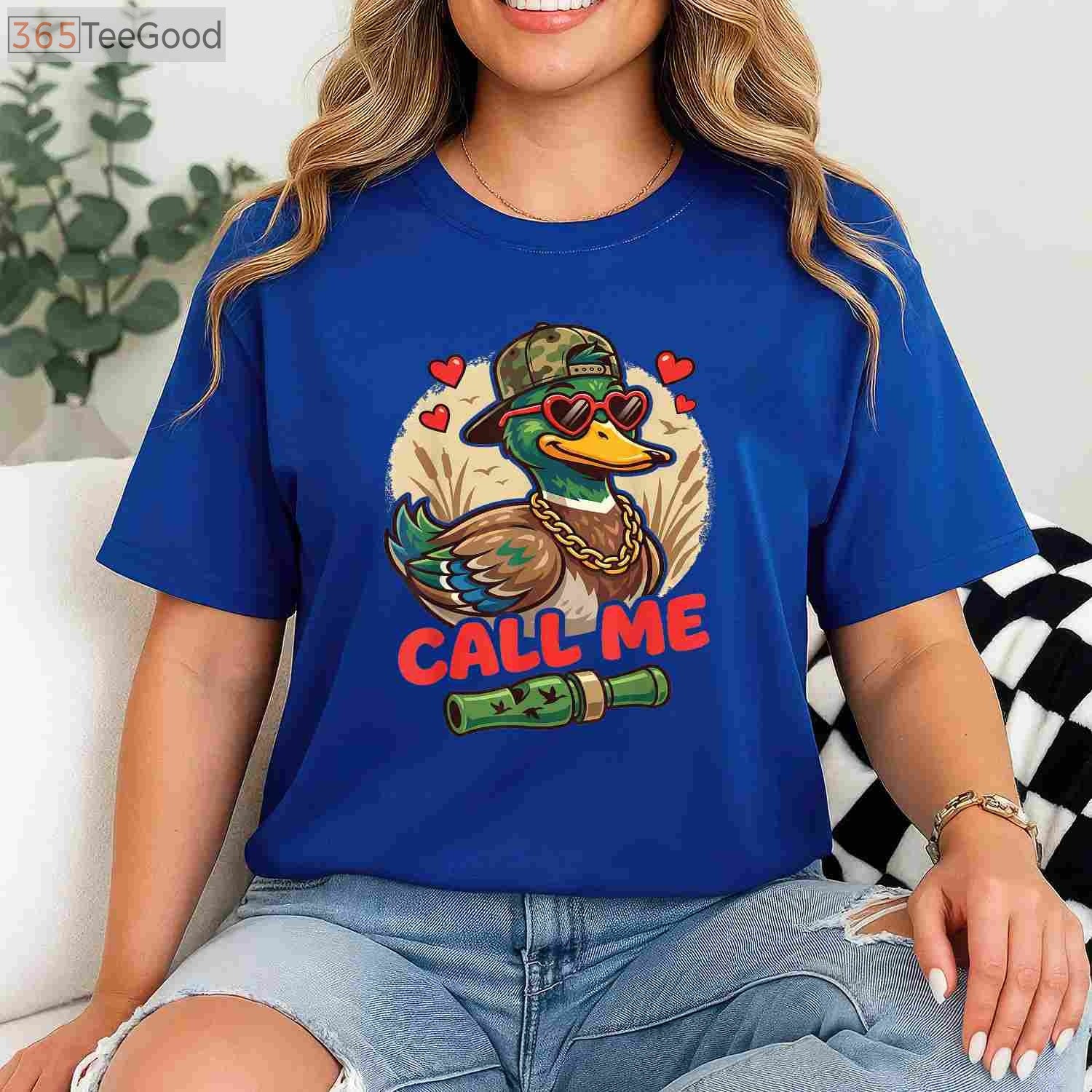 Retro Call Me Duck Hunting Shirt, Funny Valentine’s Day Waterfowl Hunter Gift