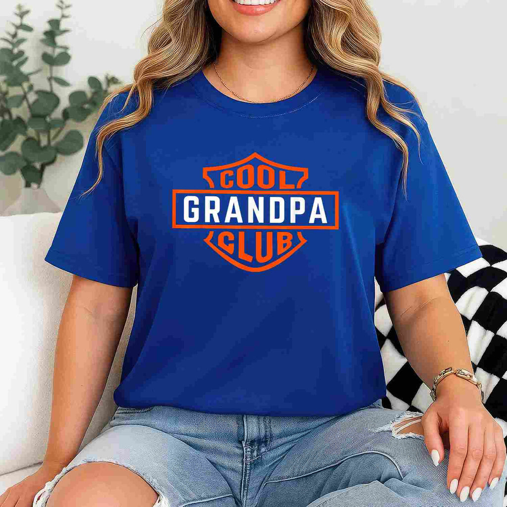 Retro Cool Grandpa Club Funny Fathers Day Gift Tee T-Shirt Men Adults Unisex